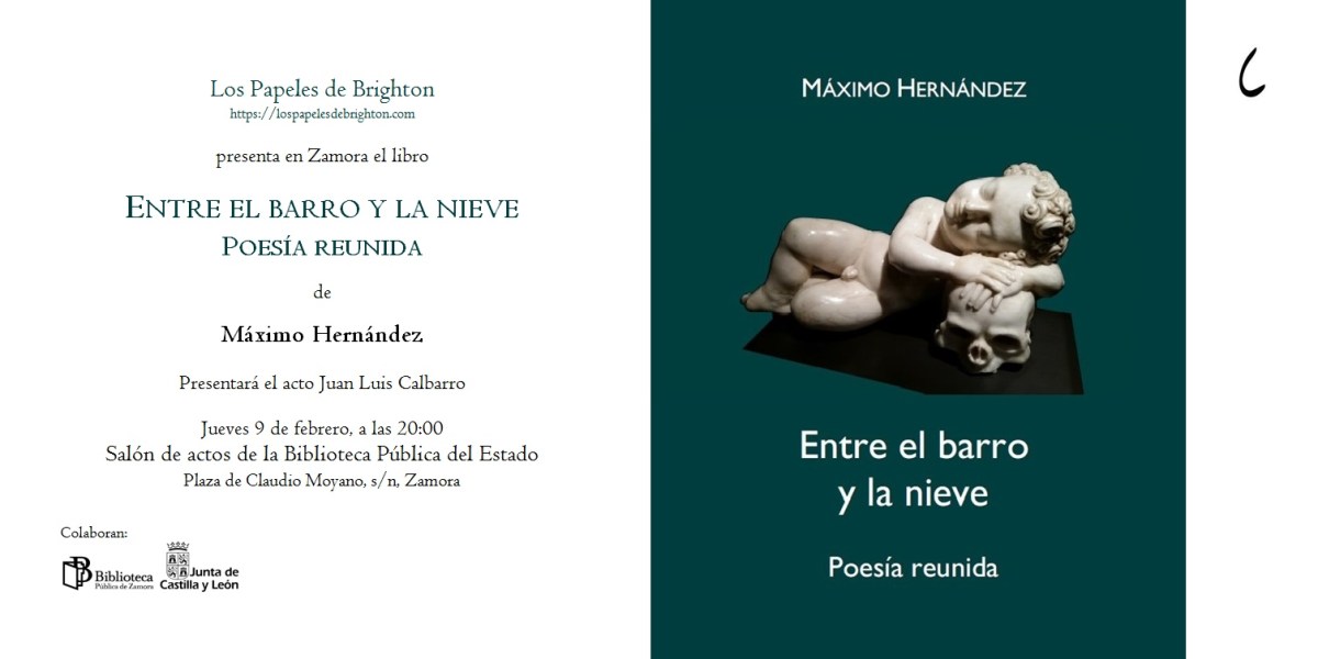 Tarjeta de invitación a la presentación de 'Entre el barro y la nieve', de Máximo Hernández